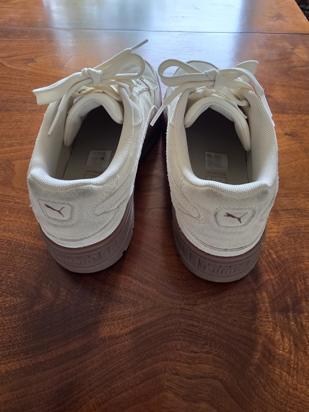 Puma Cream Suede Platform Sneakers with Brown Platform Size 8 EUC - Picture 5 of 8